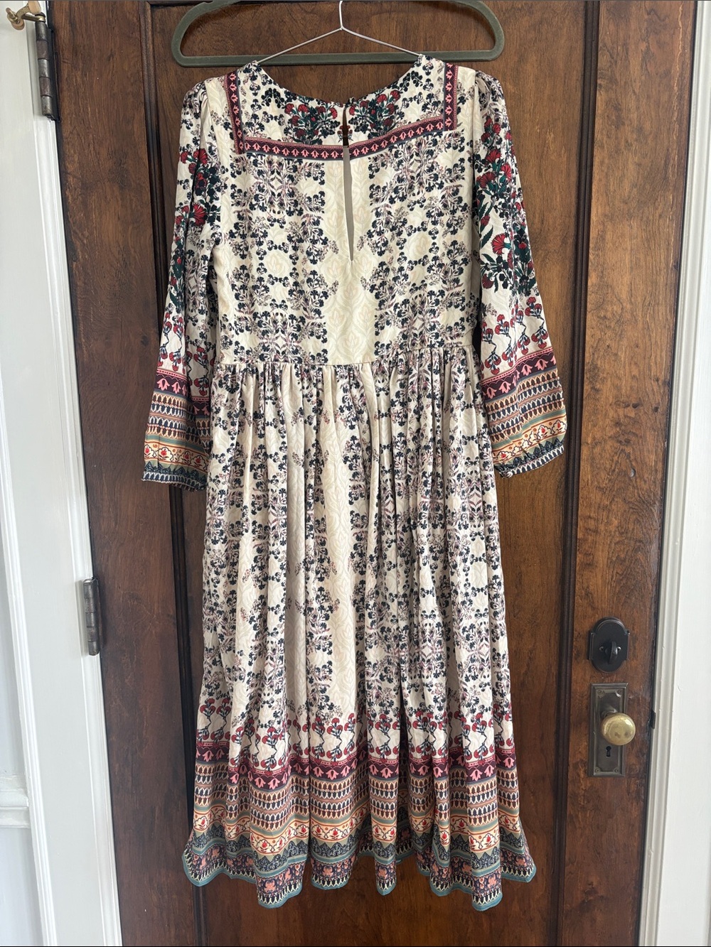 Beige Floral Embroidered Maxi Dress - Picture 4 of 4